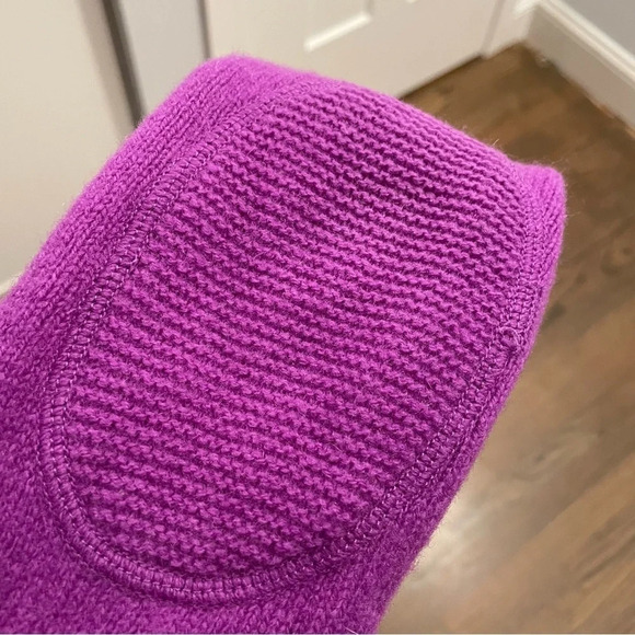 Madewell Wallace Merino Wool Purple Button Down Cardigan Sweater Elbow Patches S - Picture 7 of 11